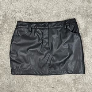 ASOS Faux Leather Mini Skirt Black Womens 10 High Rise Vegan Going Out Party